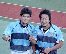 大学時代の阪元選手（左）と竹山選手（右）