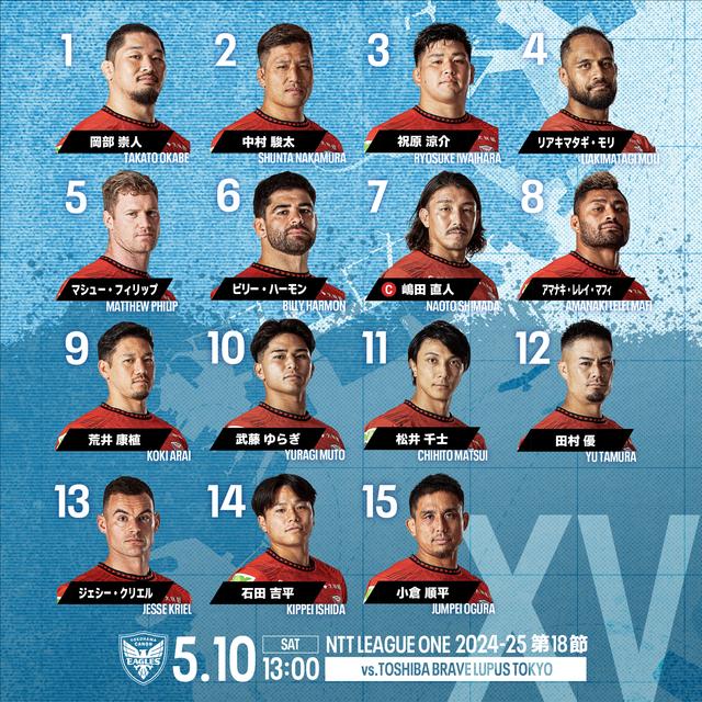 5.10 東芝ブレイブルーパス東京戦 出場選手 